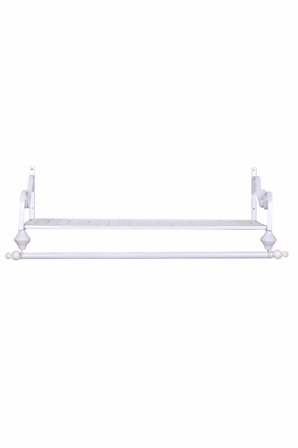 Livingandhome Wall Mounted Metal Clothes Garment Display Rack with Shelf in White – 3