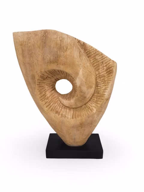 North Interiors Spiral Eye Abstract Modern Tabletop Wood Sculpture in Brown