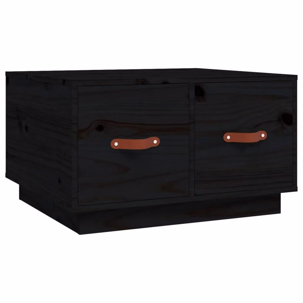 Berkfield Home Beautiful Coffee Table in Black Solid Pine Wood, W/D/H: 60 x 53 x 35 cm – 2