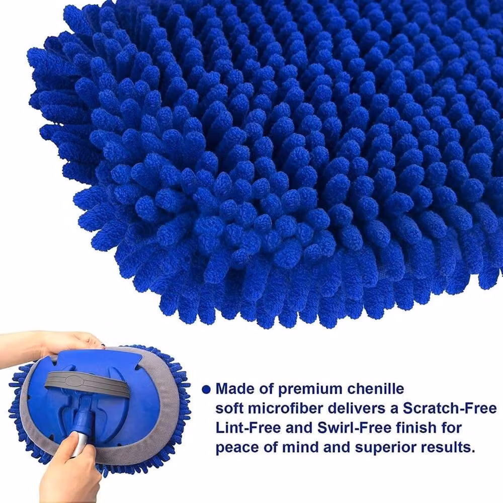 NESTLUNE Blue Microfibre Car Wash Mop Head with Telescopic Handle, W: 15 cm, H: 100 cm – 4