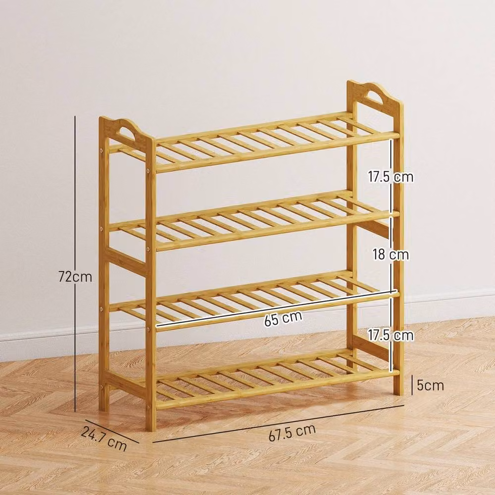 NESTLUNE 4-Tier Bamboo Shoe Rack in Brown, W: 100 cm, D: 15 cm, H: 72 cm – 2