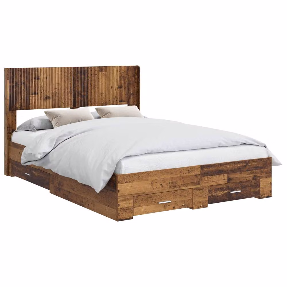 Berkfield Home Modern Bed Frame with Headboard and Side Compartment Storage, Brown, W/D/H: 120 x 190 cm – 2