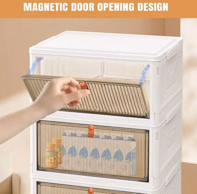 FORGEVIO 5 Tier Wheeled Plastic Drawer Storage Tower Stationery Organiser in Transparent, Multicolour and White