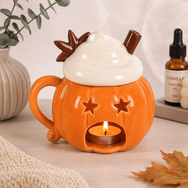 Marco Paul Orange Ceramic Pumpkin Oil Burner and Wax Warmer for Tealights