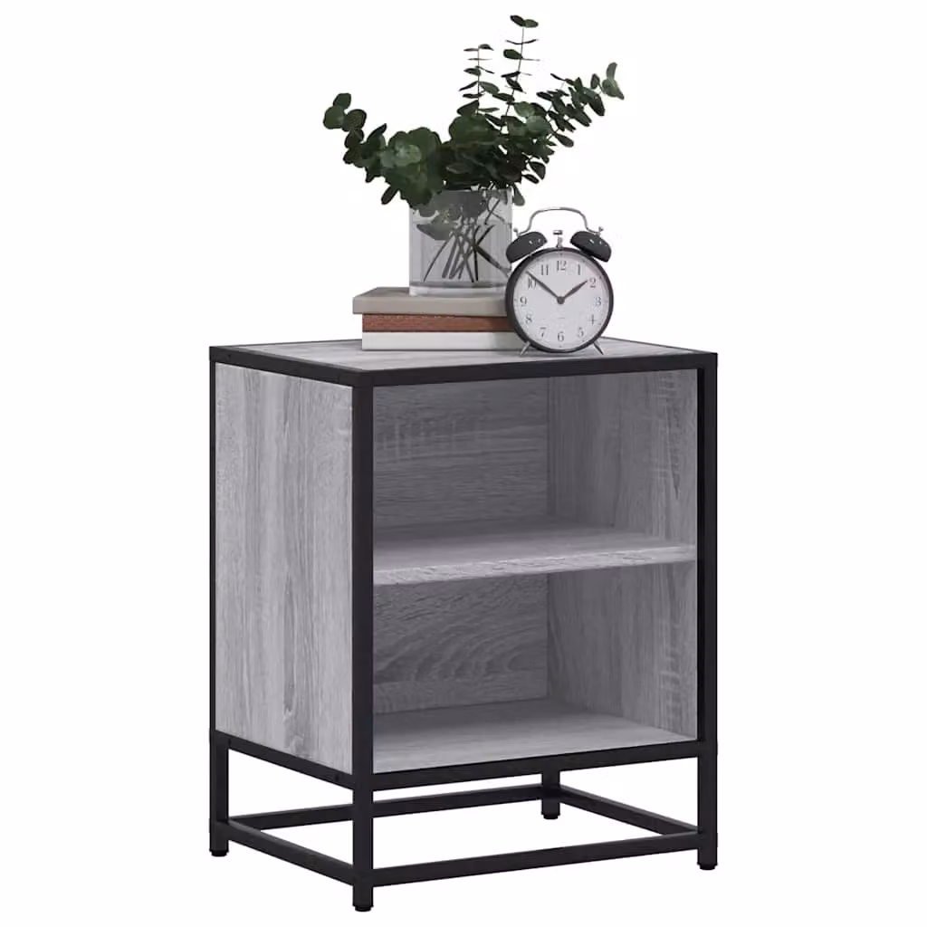 Berkfield Home Set of 2 Grey Sonoma Bedside Cabinets in Engineered Wood and Metal, W: 40 cm, D: 31 cm, H: 50 cm – 4