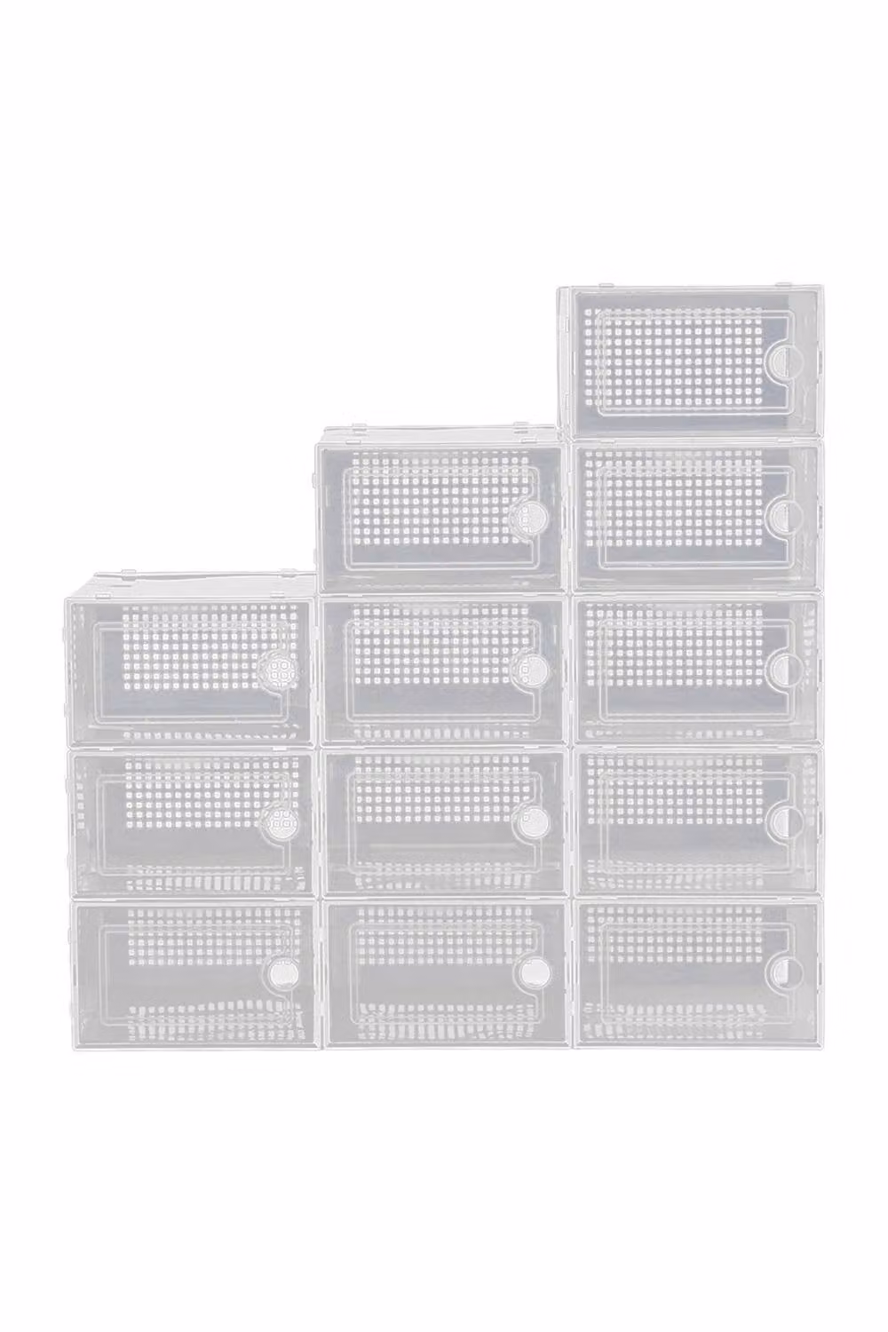 ExtraStar 12 Pack Stackable Shoe Storage Boxes with Transparent Fronts in White