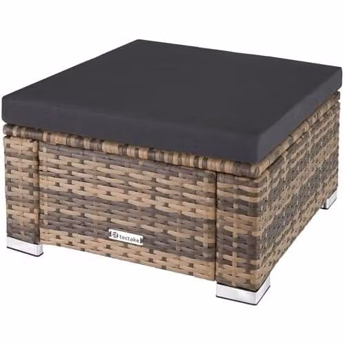tectake Bitonto Footstool in Brown and Beige with Rattan and Metal Construction – 1