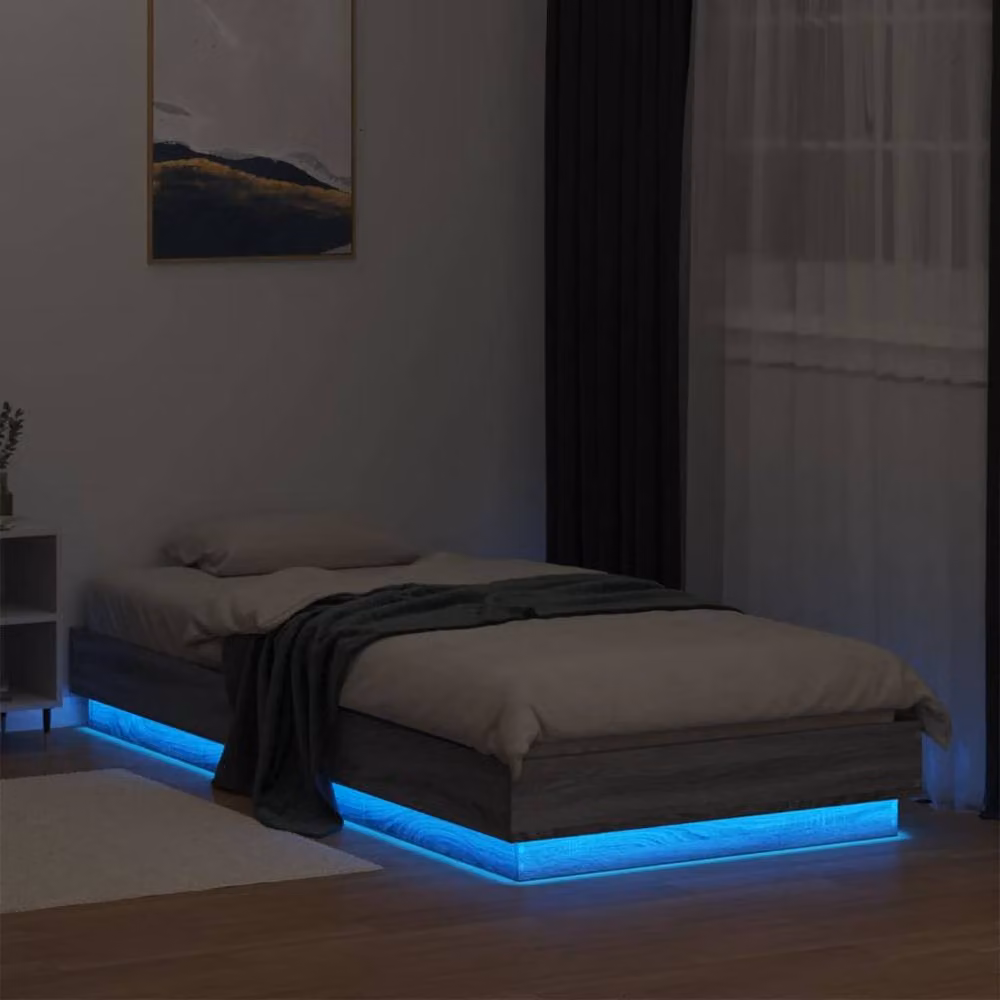 Berkfield Home Sonoma 10 Durable Bed Frame with LED Under-Bed Lighting in Grey – 4