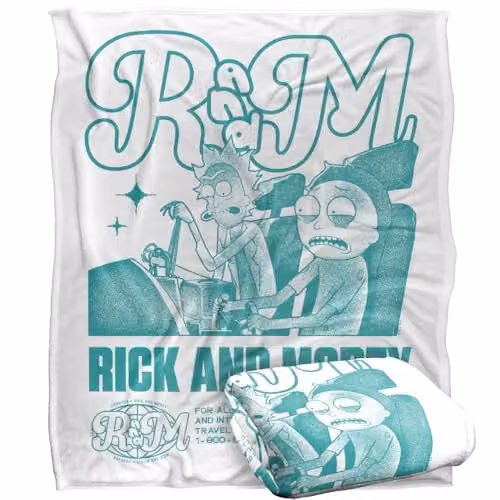 LOGOVISION Rick and Morty Mono Silky Touch Super Soft Fleece Throw Blanket, Multicolour, W: 152.4 cm x L: 127 cm