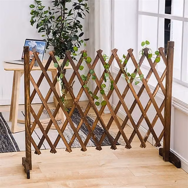 Nordara Brown Wooden Expanding Garden Trellis Freestanding Screen Divider W/H: 140 x 90 x 190 cm