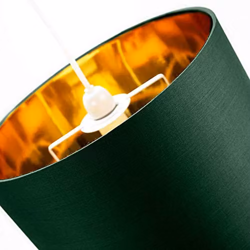 Happy Homewares Modern Round Cotton Drum Lamp Shade in Green with Copper Inner, Diameter: 30.48 cm – 3