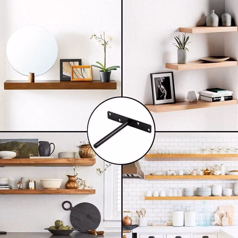 EONLION 4-Pack Heavy Duty Hidden Floating Shelf Brackets in Black Steel – 3