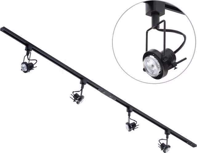 Litecraft Black Track Light Kit with 4 Adjustable LED Bulbs and Glass Heads