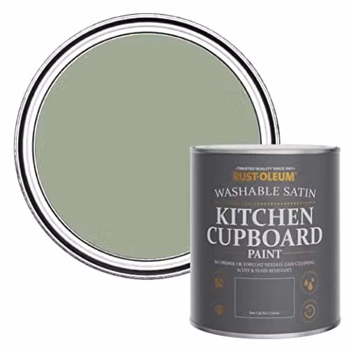 Rust-Oleum Green Scrubbable Kitchen Cupboard Paint in Satin Finish, 750ml – 1
