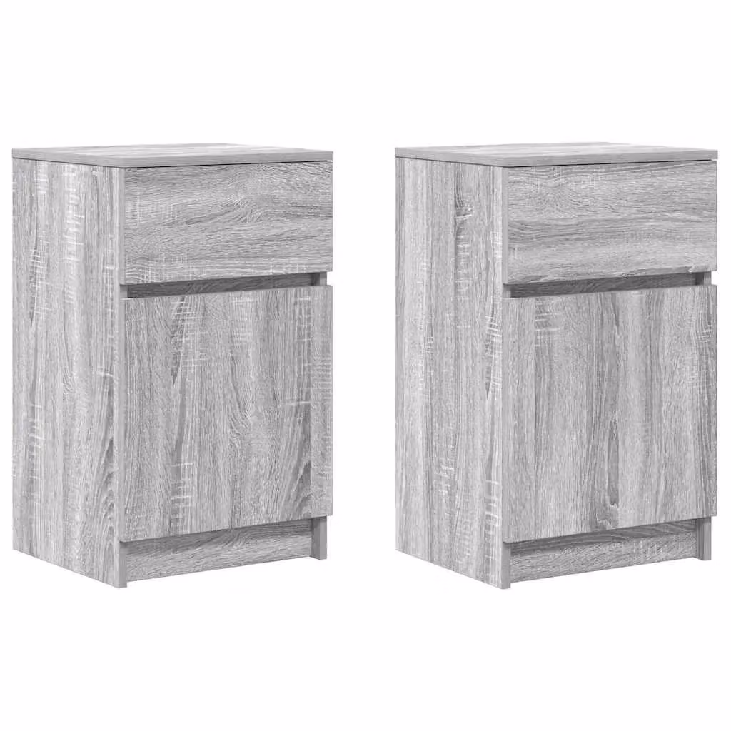 Berkfield Home Set of 2 Grey Sonoma Bedside Cabinets, W/D/H: 39 x 35 x 65 cm – 2