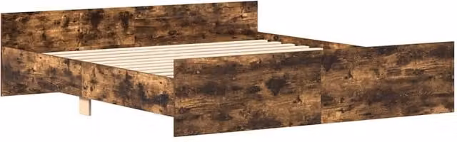 Berkfield Home Durable Bed Frame with Headboard and Footboard in Smoked Oak Brown, W/D/H: 160 x 200 cm