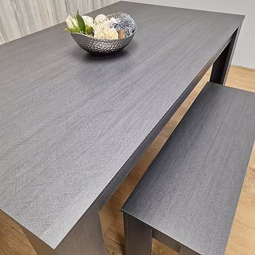 KOSY KOALA Modern Dining Table and 2 Benches Set in Anthracite Grey, W/D/H: 140 x 80 x 75 cm – 2