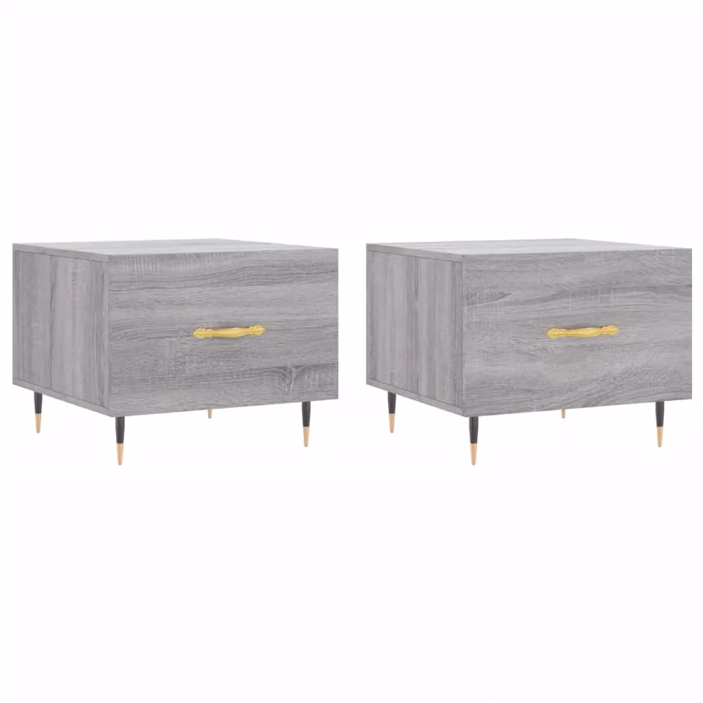 Berkfield Home Set of 2 Grey Sonoma Square Coffee Tables, W/D/H: 50 x 50 x 40 cm