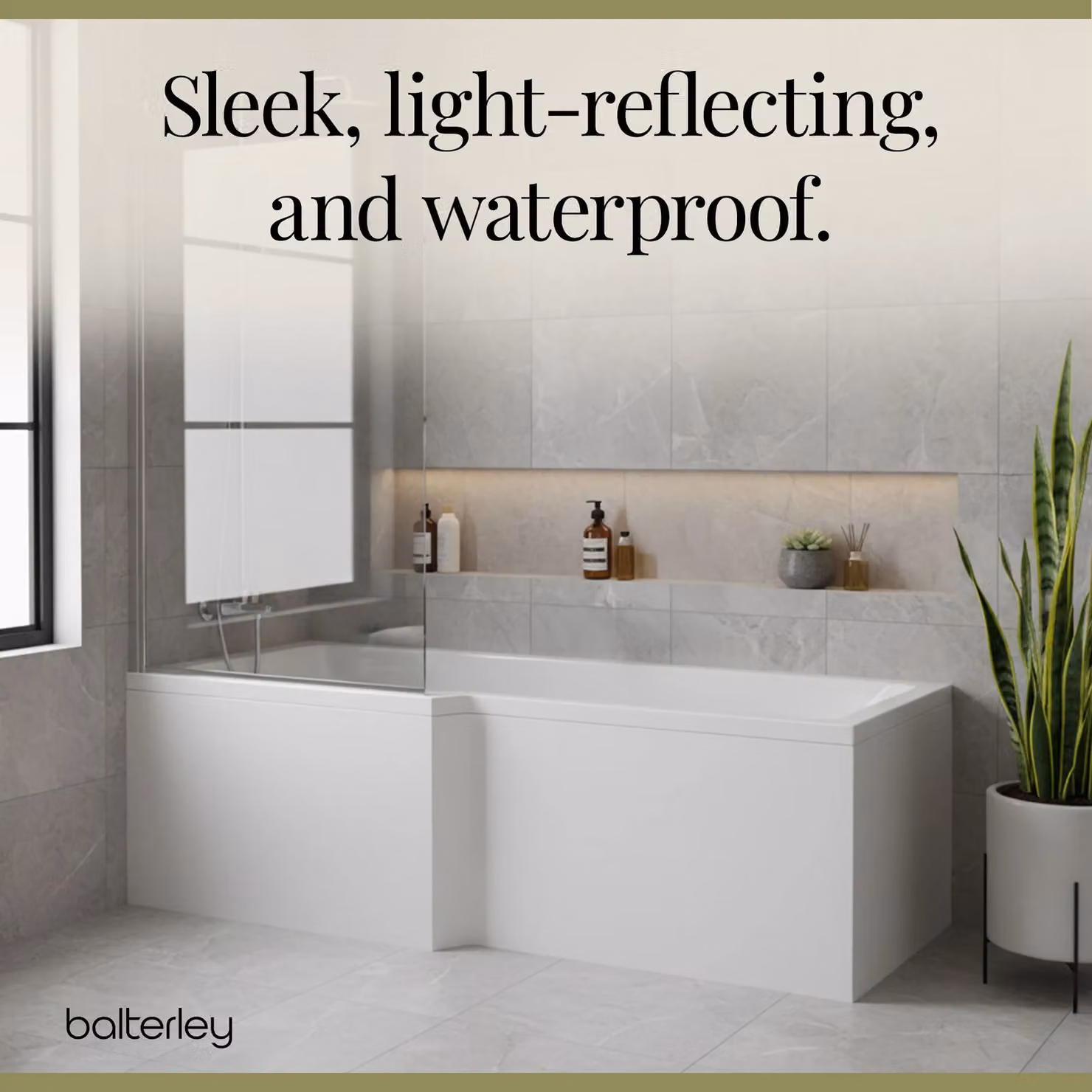 Balterley Waterproof Square Shower Bath Front Panel, Gloss White, W: 170 cm – 2