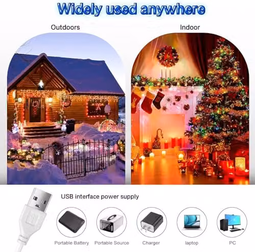 SHATCHI Smart RGBIC LED Fairy Lights, 20m Multicolour Waterproof IP68 Outdoor Lights with Bluetooth App, Music Sync and Remote Control – 4