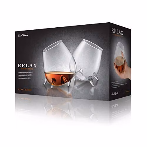 Final Touch Set of 2 Relax Cognac Glasses, 600ml, Transparent – 6