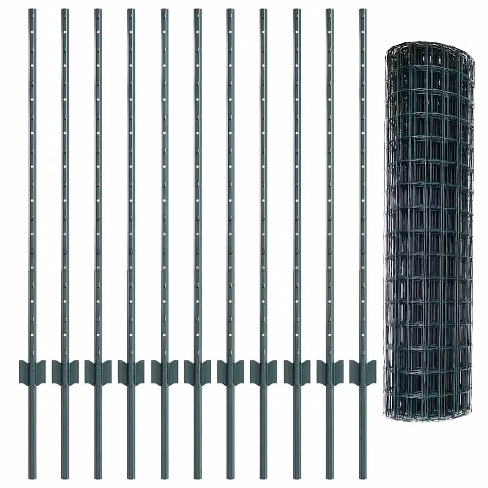 Berkfield Home Green Euro Fence with 11 U-Posts, Steel, 1 x 25 m – 3