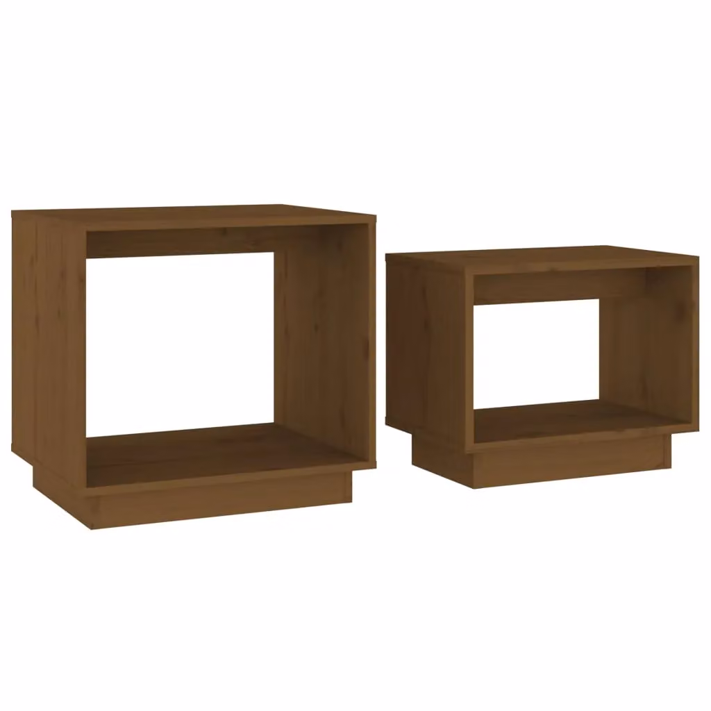 Berkfield Home Nesting Coffee Tables, 2 Piece Set in Honey Brown Solid Pine Wood – 2
