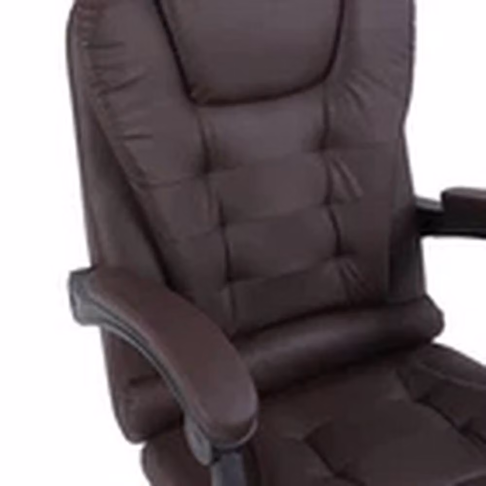 EONLION Brown Faux Leather Reclining Executive Office Chair with Armrests and 360 Degree Swivel – 2