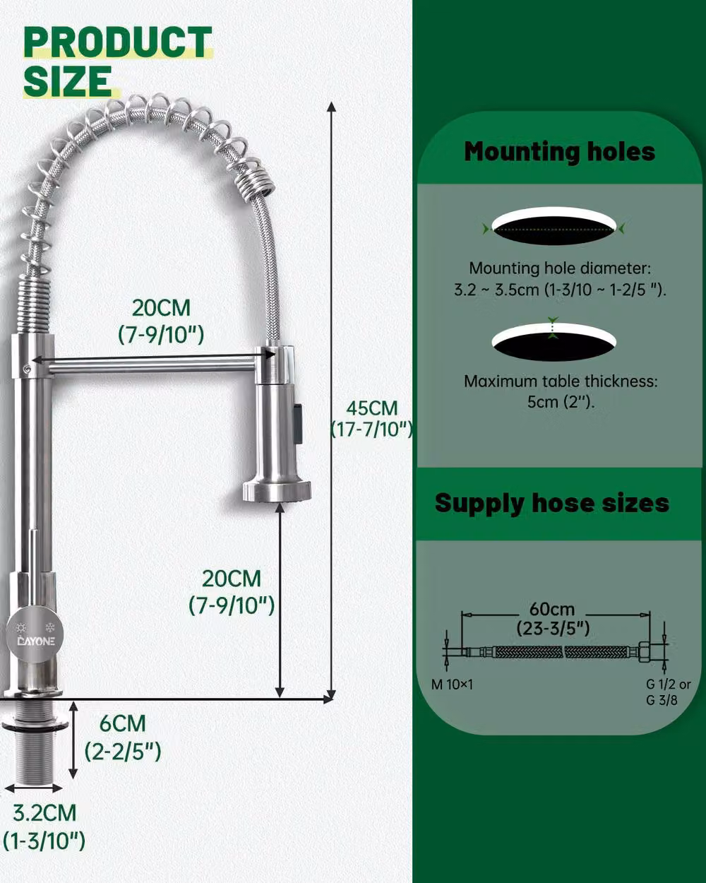 Dayone Stylish Kitchen Mixer Tap with Pull Down Sprayer in Brushed Nickel Silver – 5