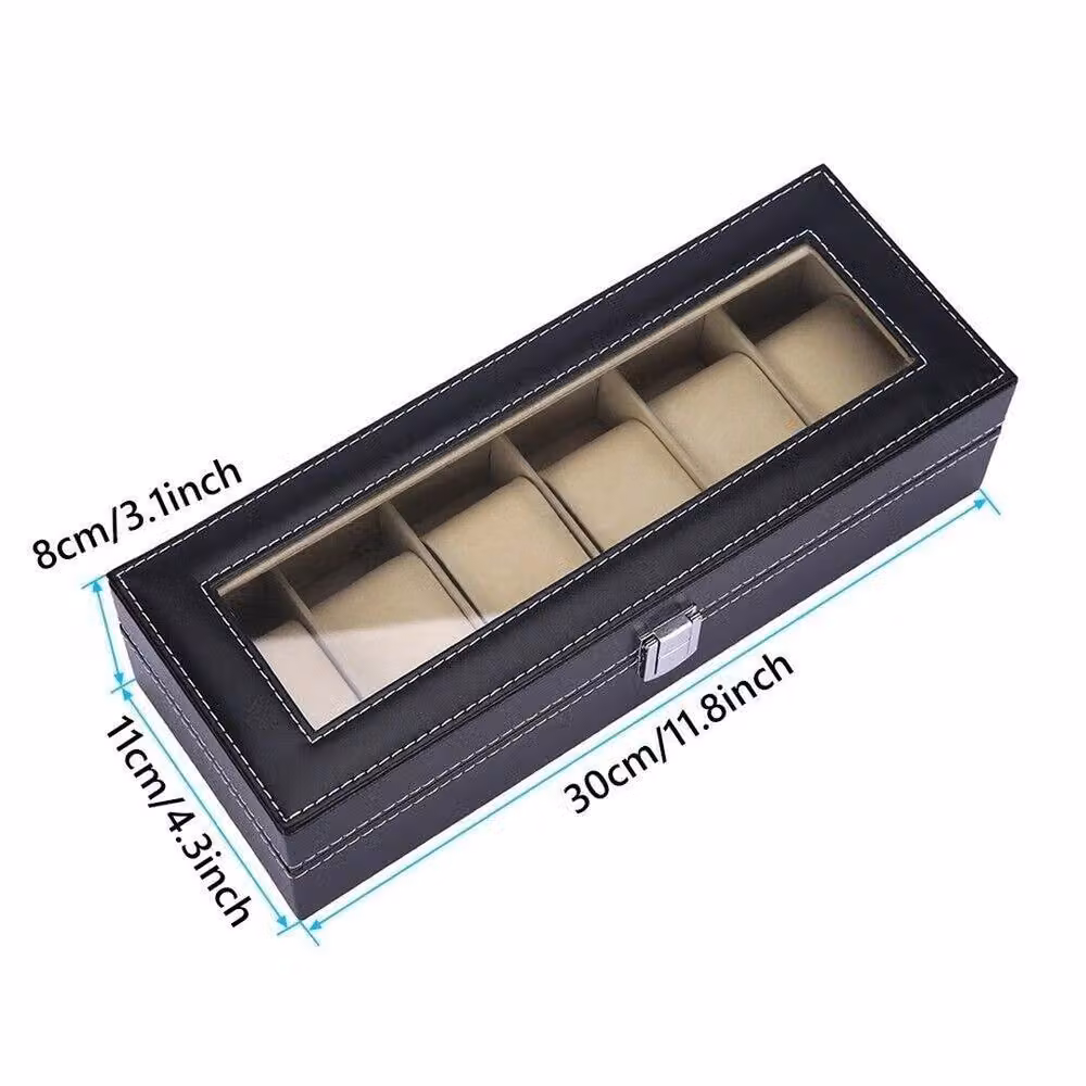 SPETLEK 6 Grid Watch Storage Case and Jewelry Organiser Box in Black – 3