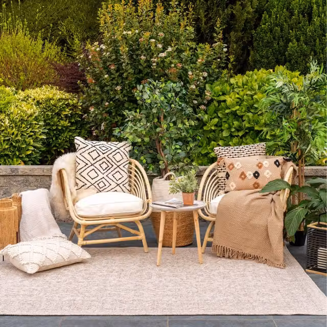 The Rug House Rubus Beige and Yellow Vintage Outdoor Rug, 170 cm