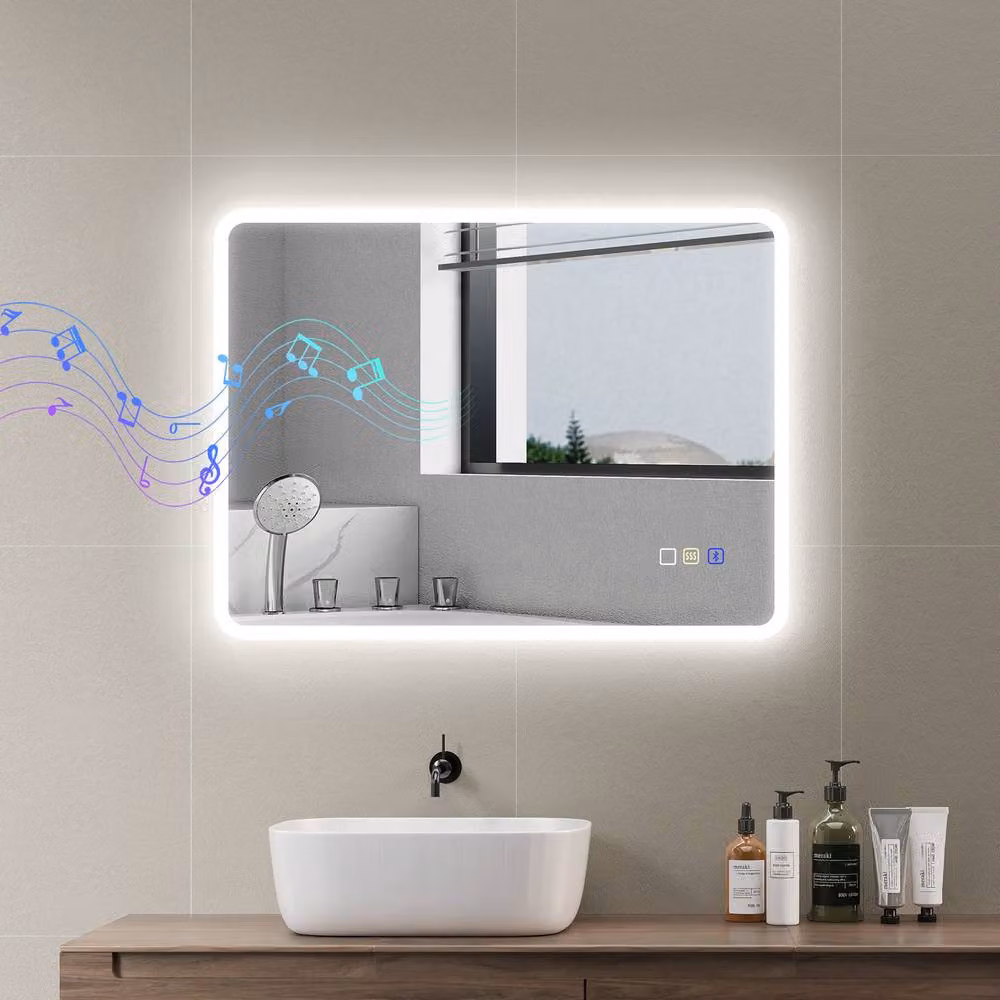 STILVORA LED Bluetooth Bathroom Mirror in Silver, Rectangular, W/H: 60 x 80 cm – 3