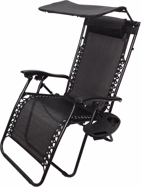 Samuel Alexander Multi-Position Glide Sun Lounger with Sun Canopy and Cup Holders in Black