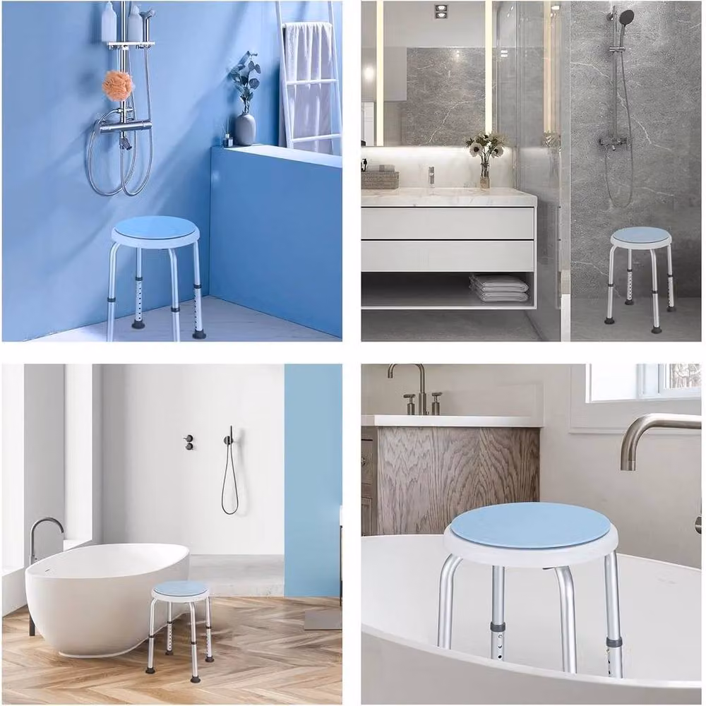 Kelvenix Rotating Shower Chair in Blue with Non-Slip Height Adjustable Legs – 2