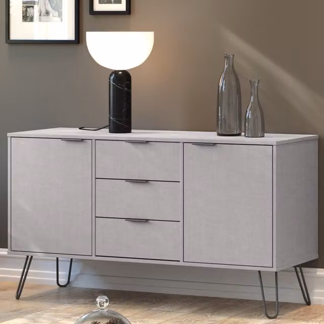 Core Products Ltd Augusta Grey Industrial Medium Sideboard with 2 Doors and 3 Drawers