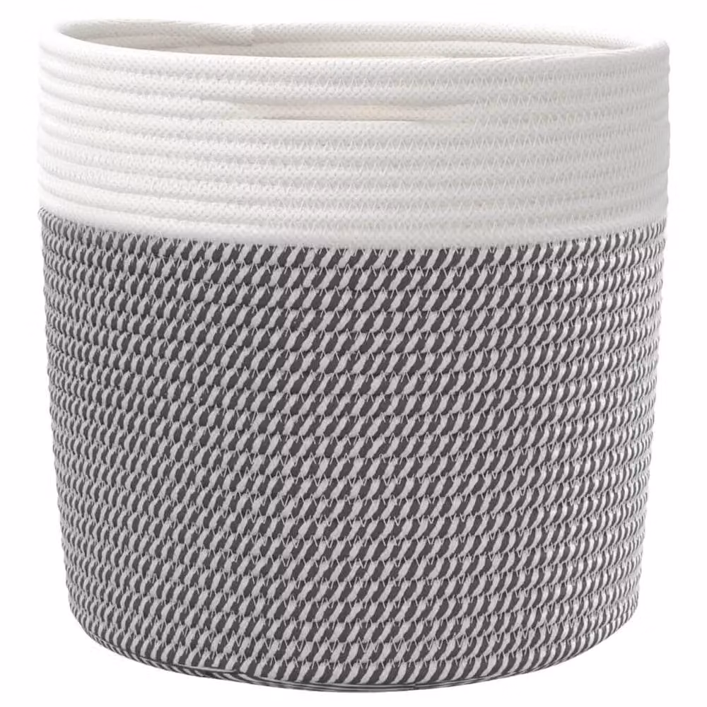 Berkfield Home Storage Baskets, 2 Pack, Grey and White Cotton, W/D/H: 28 x 28 x 28 cm – 2