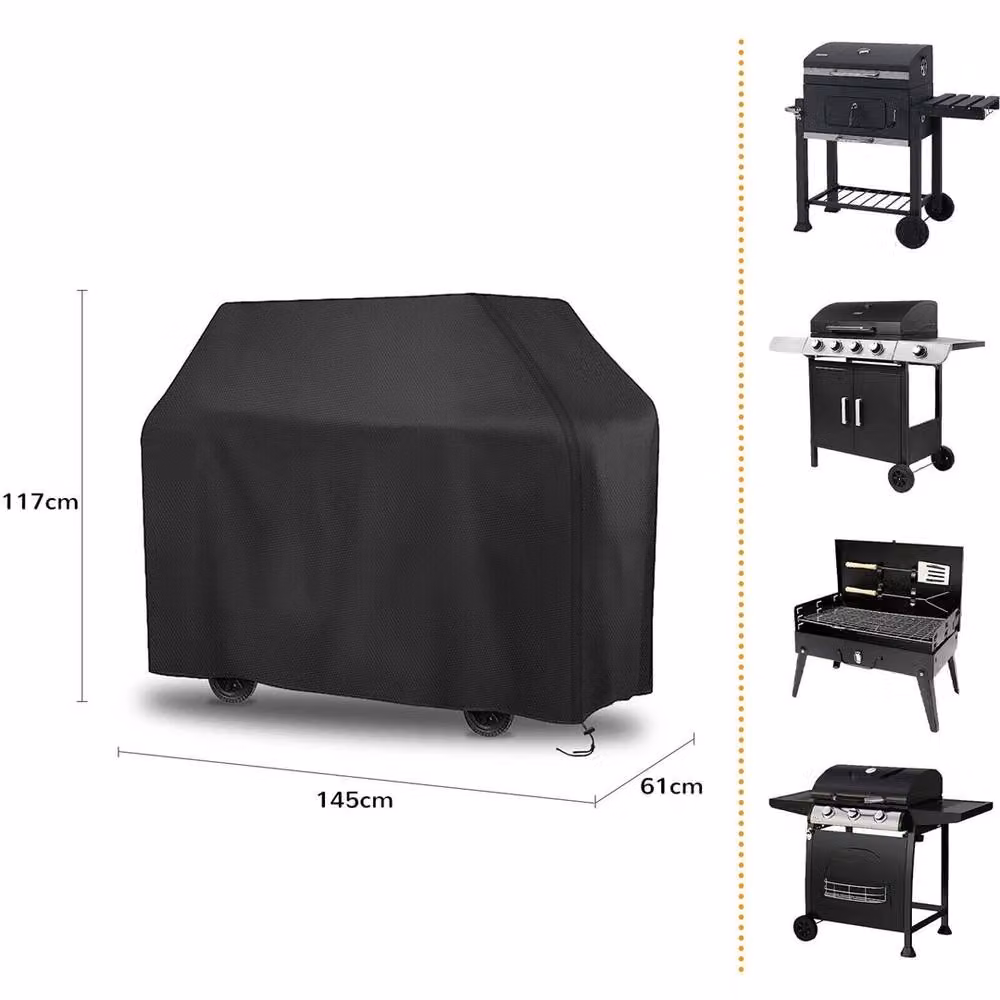 Nordara Heavy Duty Waterproof Polyester BBQ and Smoker Cover in Black, W/D/H: 145 x 117 x 61 cm – 2