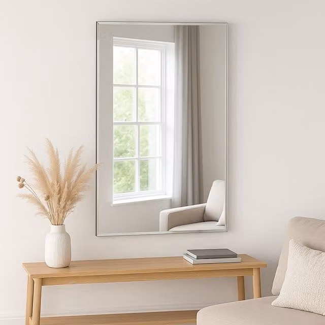 Agenzia 14 Silver Rectangular Bevelled Glass Wall Mirror W: 120 cm, H: 80 cm – 1