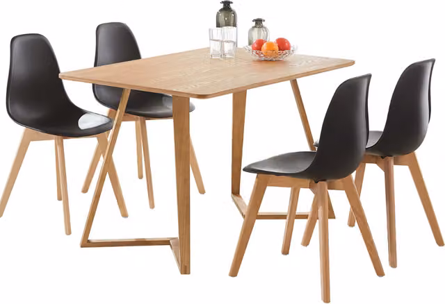 Life Interiors Rico Dallas Modern Black Dining Set with Rectangular Table and 4 Chairs