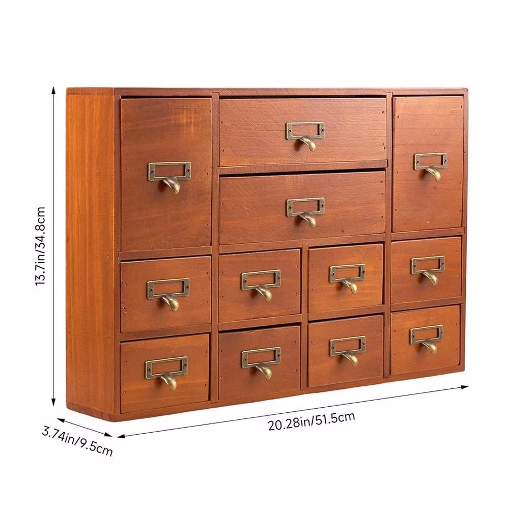 SPETLEK 12 Drawer Storage Cabinet Desk in Brown – 3