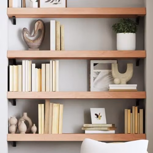 vidaXL Wall Mounted Rustic Oak Wood Shelf, Light Brown, W: 80 cm, D: 30 cm, H: 2-6 cm – 2