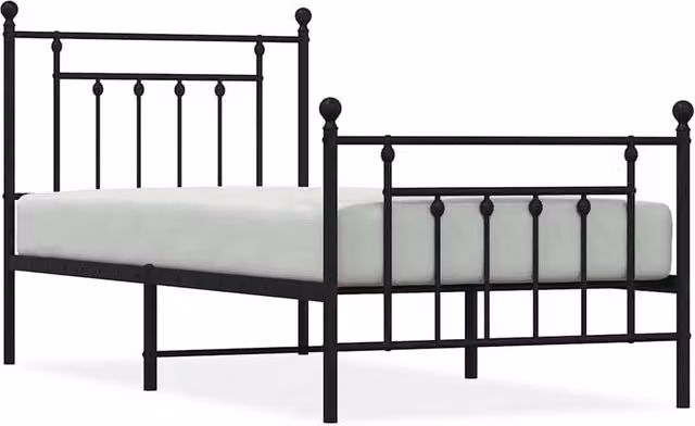 Berkfield Home Metal Bed Frame with Footboard, Black, W/D/H: 80 x 200 cm – 1