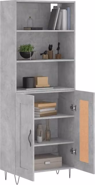 Berkfield Home Highboard in Concrete Grey, W/D/H: 69.5 x 34 x 180 cm – 1