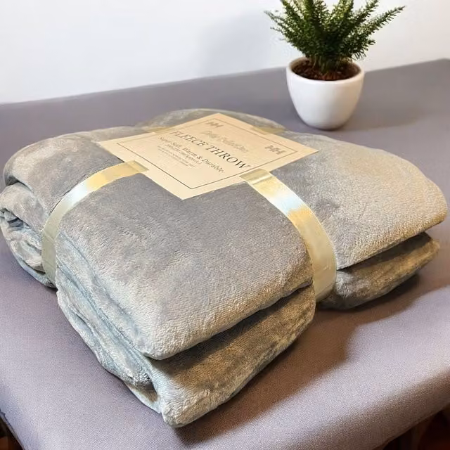 Matris Home Grey Fleece Mink Blanket Throw