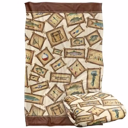 JQ Licensing Lodge Fishing Silky Touch Super Soft Fleece Throw Blanket, Multicolour, W: 91 cm, H: 147 cm