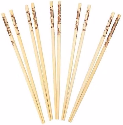 Dexam Set of 10 Pairs Dragon Bamboo Wood Chopsticks in Multicolour and Beige
