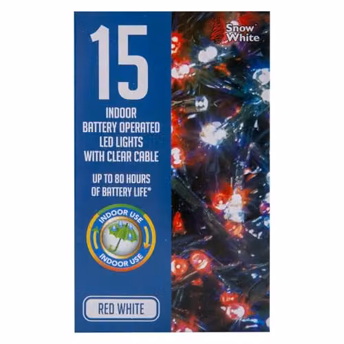 VFM e-Store Christmas String Lights with 15 Bulbs in White, Red and Multicolour – 4
