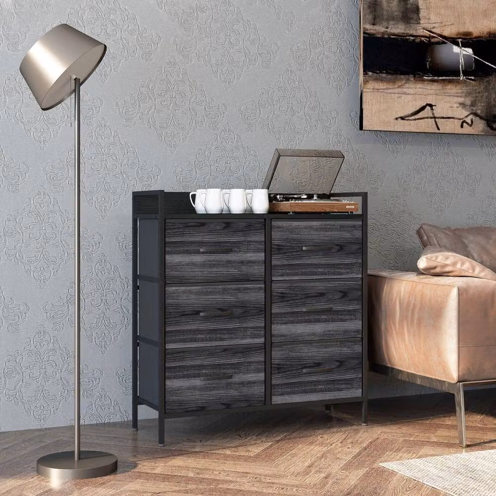 Havendro 6 Drawer Bedroom Chest of Drawers with Shelf, Black – 2