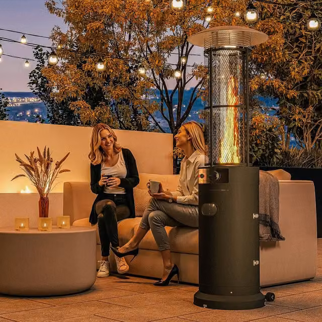 Outsunny 11 kW Gas Patio Heater with Tip-Over Switch, Black