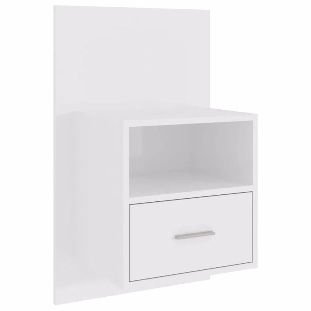 Berkfield Home Wall-mounted Bedside Cabinet in High Gloss White – 2